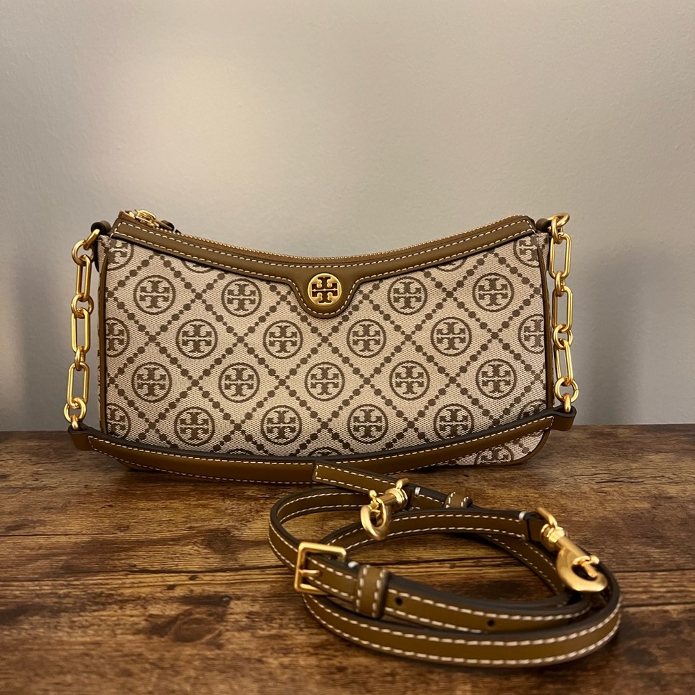 Tory Burch T-Monogram Studio Bag in Chestnut
